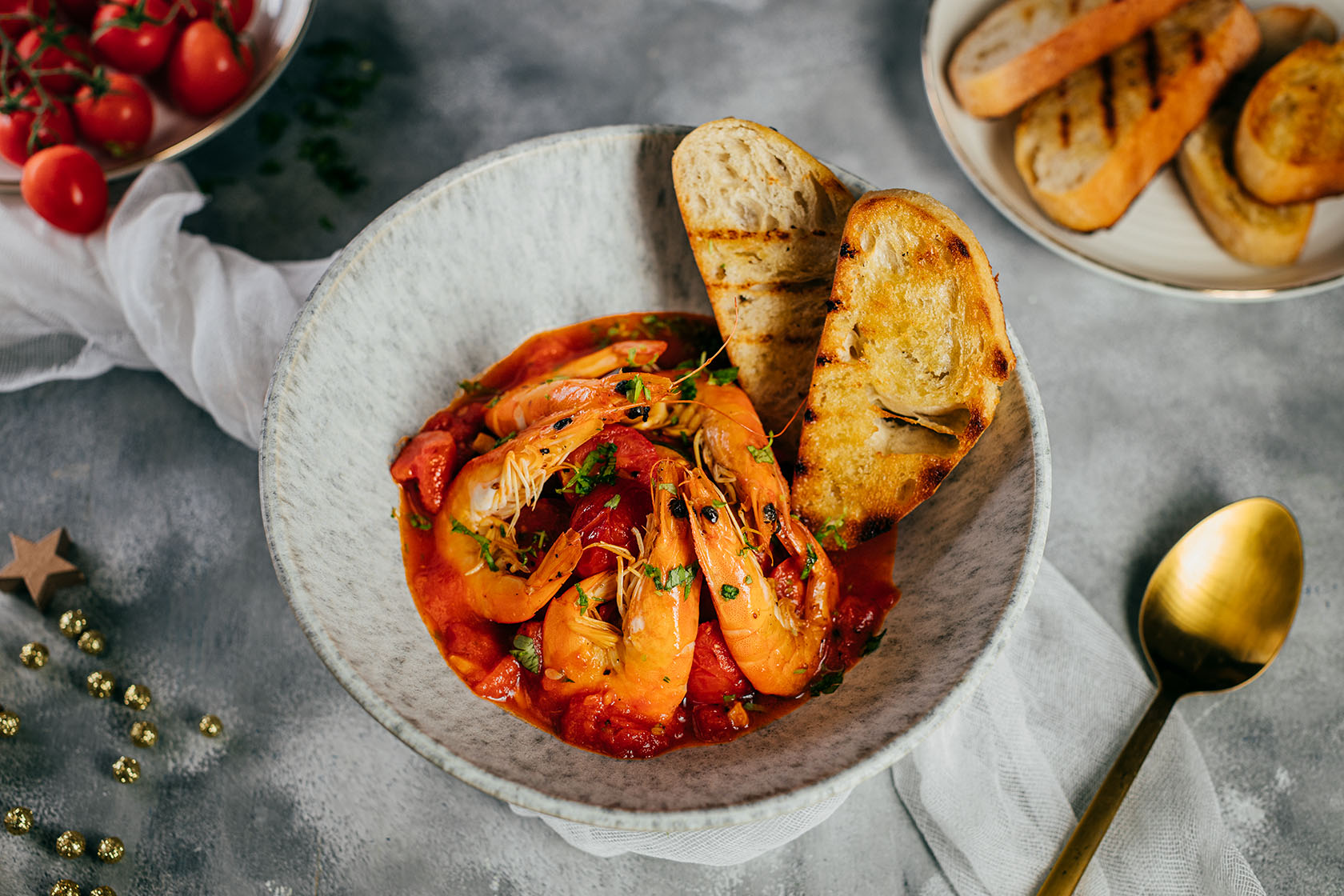 Krevety na cesnaku a zelenine na taliansky spôsob
