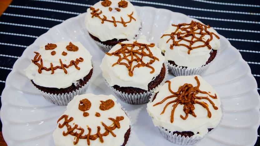 Čokoládové Halloweenske cupcakes