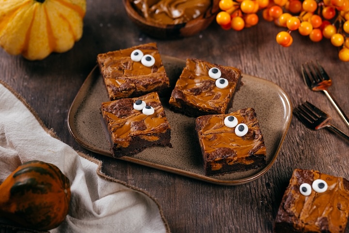 Halloweenske brownie s nátierkou Spekulatius