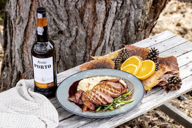 Husacie prsia s pomarančmi a fazuľkami