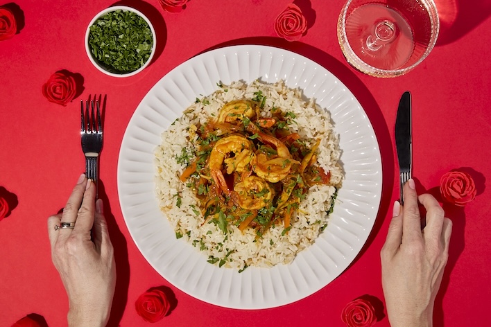 Karikrevety so zeleninou a jazmínovou ryžou