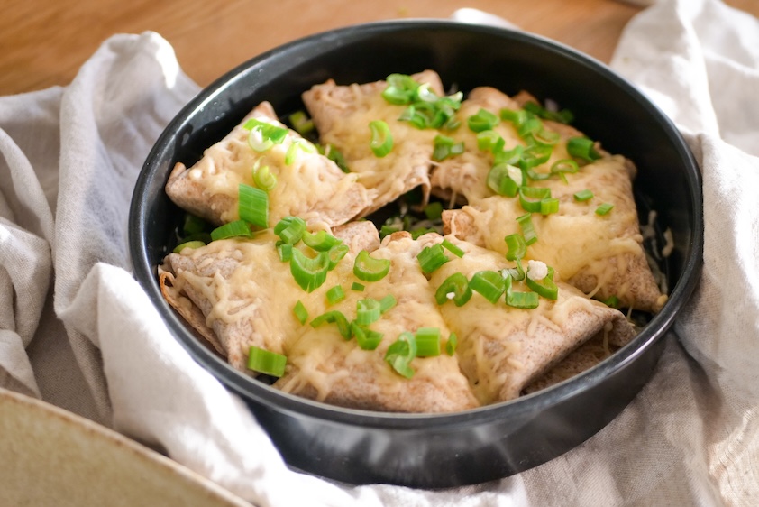 Zapečené špenátové tortilly