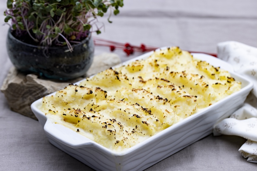 Treska a losos zapekaný so zelerovým pyré