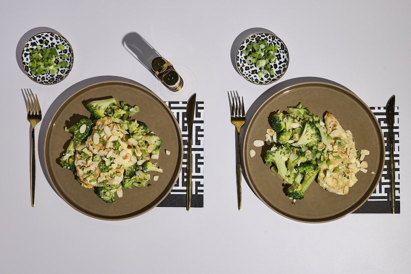 Kuracie rezne s modrým syrom, mandľami a brokolicou