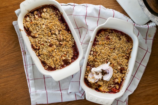Nektarinkový crumble s ovsenými vločkami