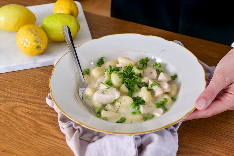 Citrónové gnocchi s hráškom